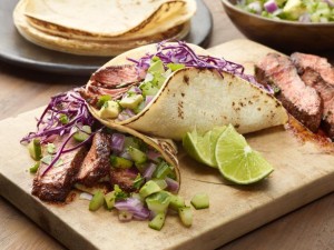 Chili rubbed steak tacos