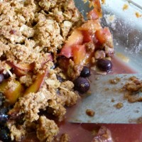 Peach blueberry crisp_served