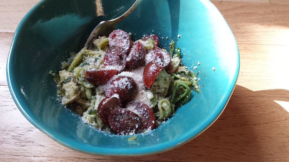 Zoodles with Chicken & Kale Pesto